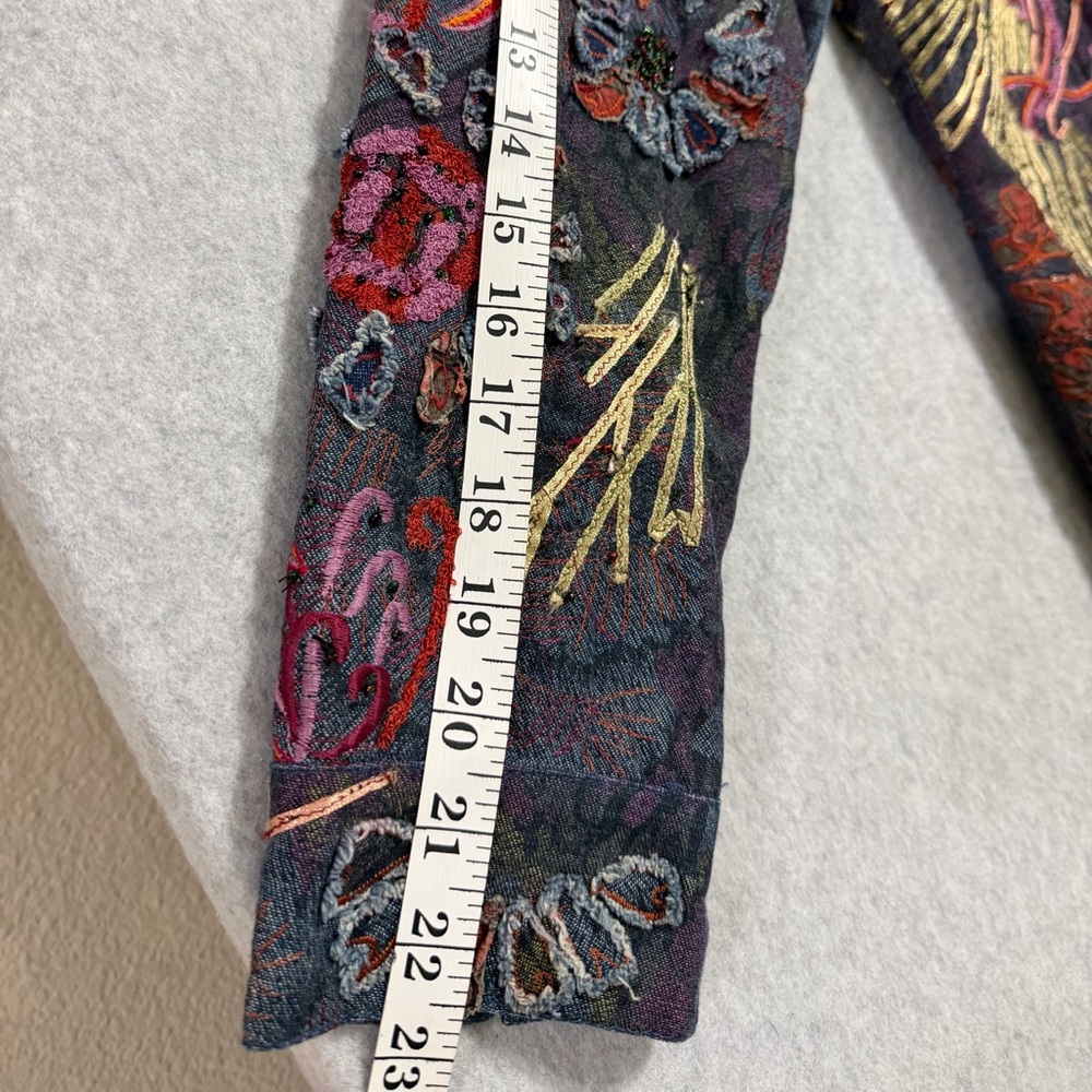 Chico's Colorful Embroidered Denim Jacket - Picture 7 of 7